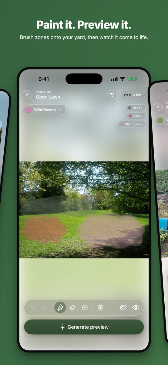 Painting zones onto a photo of a yard