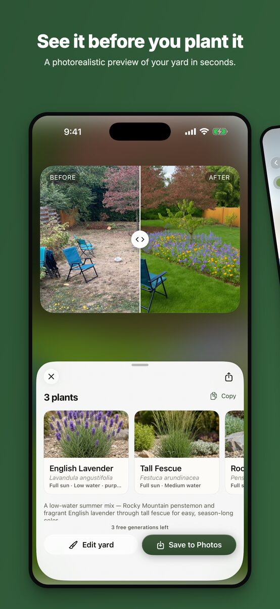 Before and after slider with the plant list